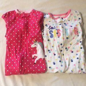 Baby girl footed pajama set.